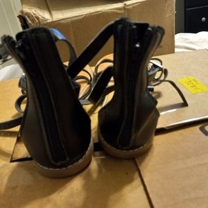 Black summer sandals flat